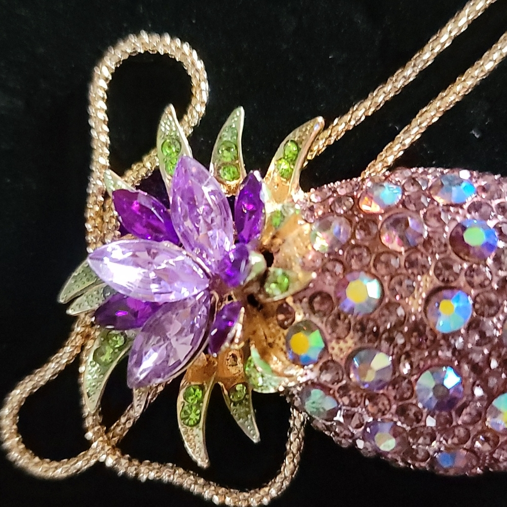 NWT Crystal Pineapple Necklace by Betsey Johnson - Picture 3 of 6